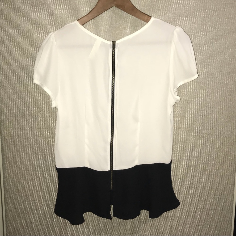 White and Black Peplum Top (Buy 2 $7 item for $10)